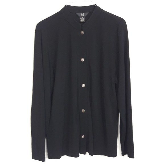 IOS Sweaters - IOS Button up Solid Black cardigan career M